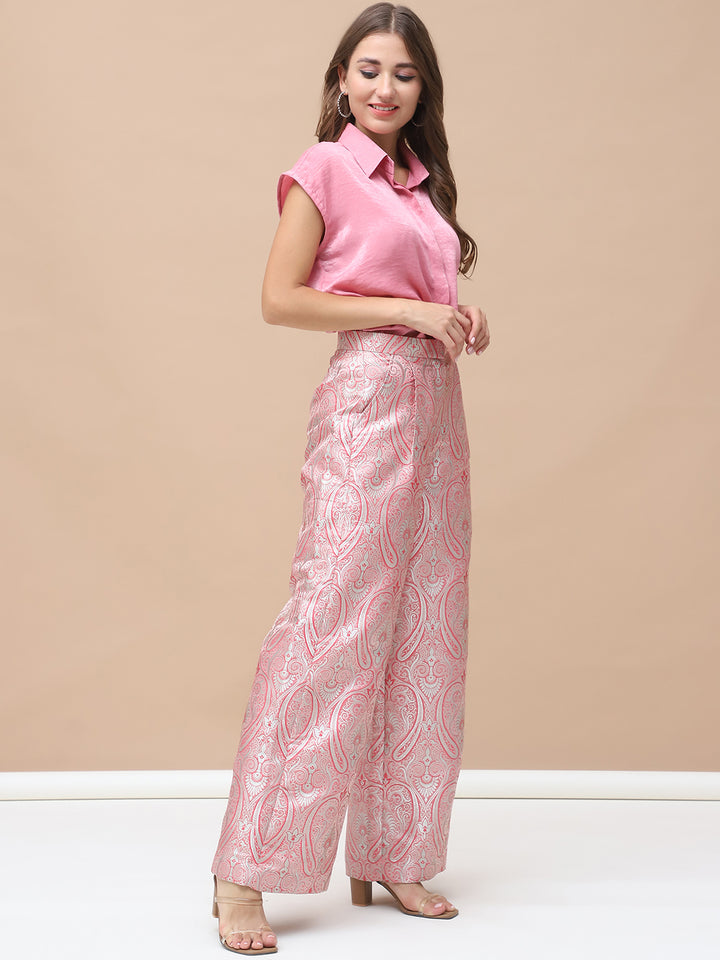 REA, Satin Indo-Western Co-Ord Set (Blush-Pink)