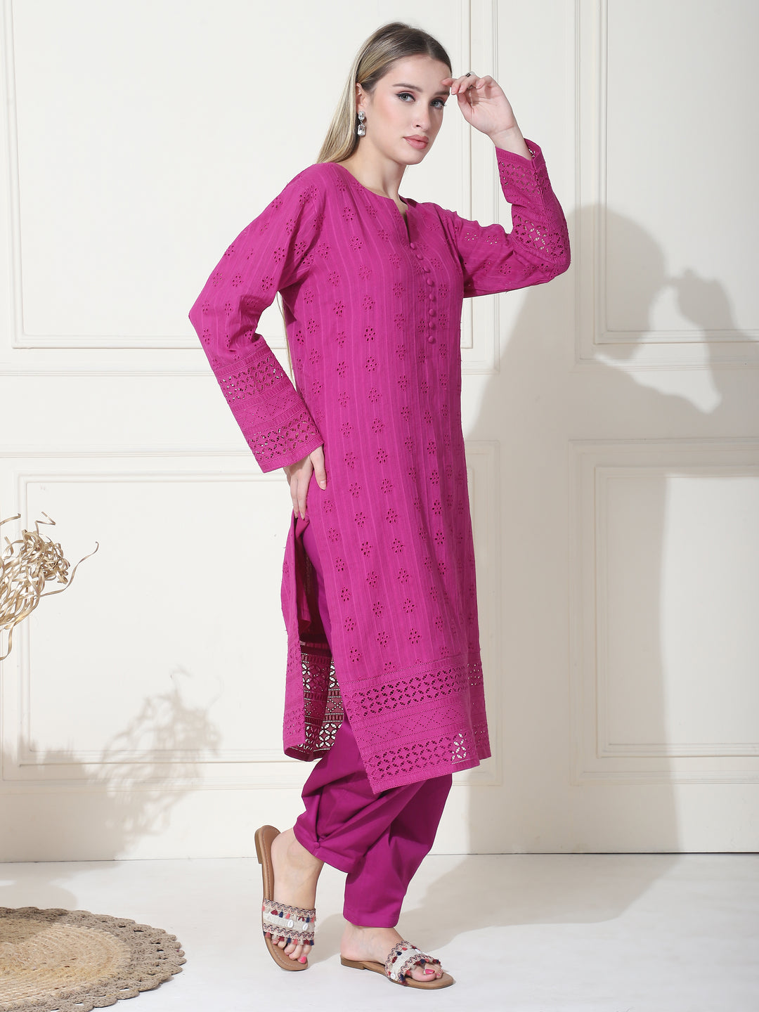 ayat, schiffli pakistani suit (Magenta)