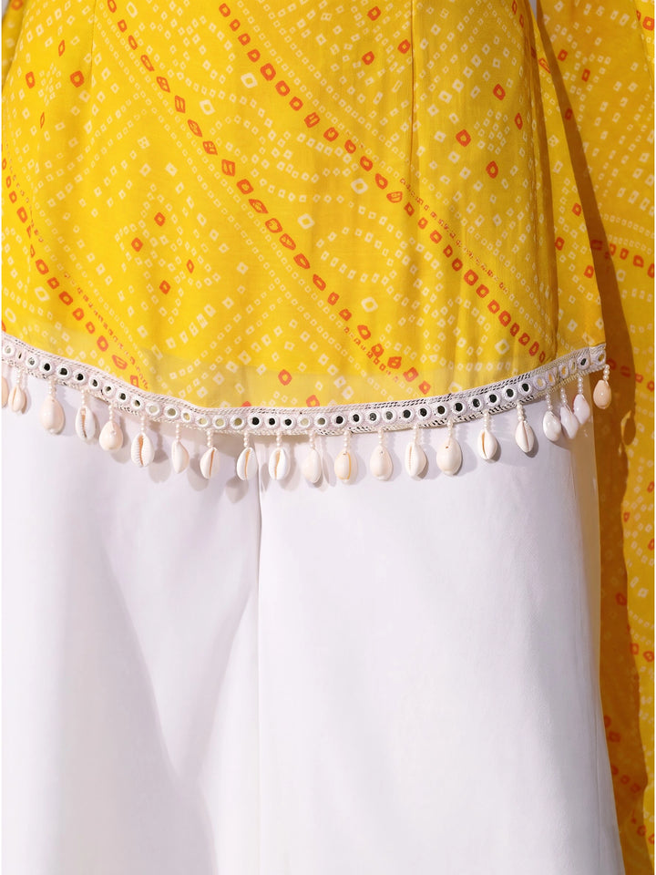 Leela Bandhani Print Georgette Co-ord Set (Yellow)