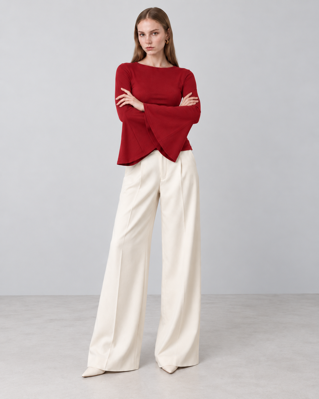 AUTUMN Knit Flare Sleeve Top