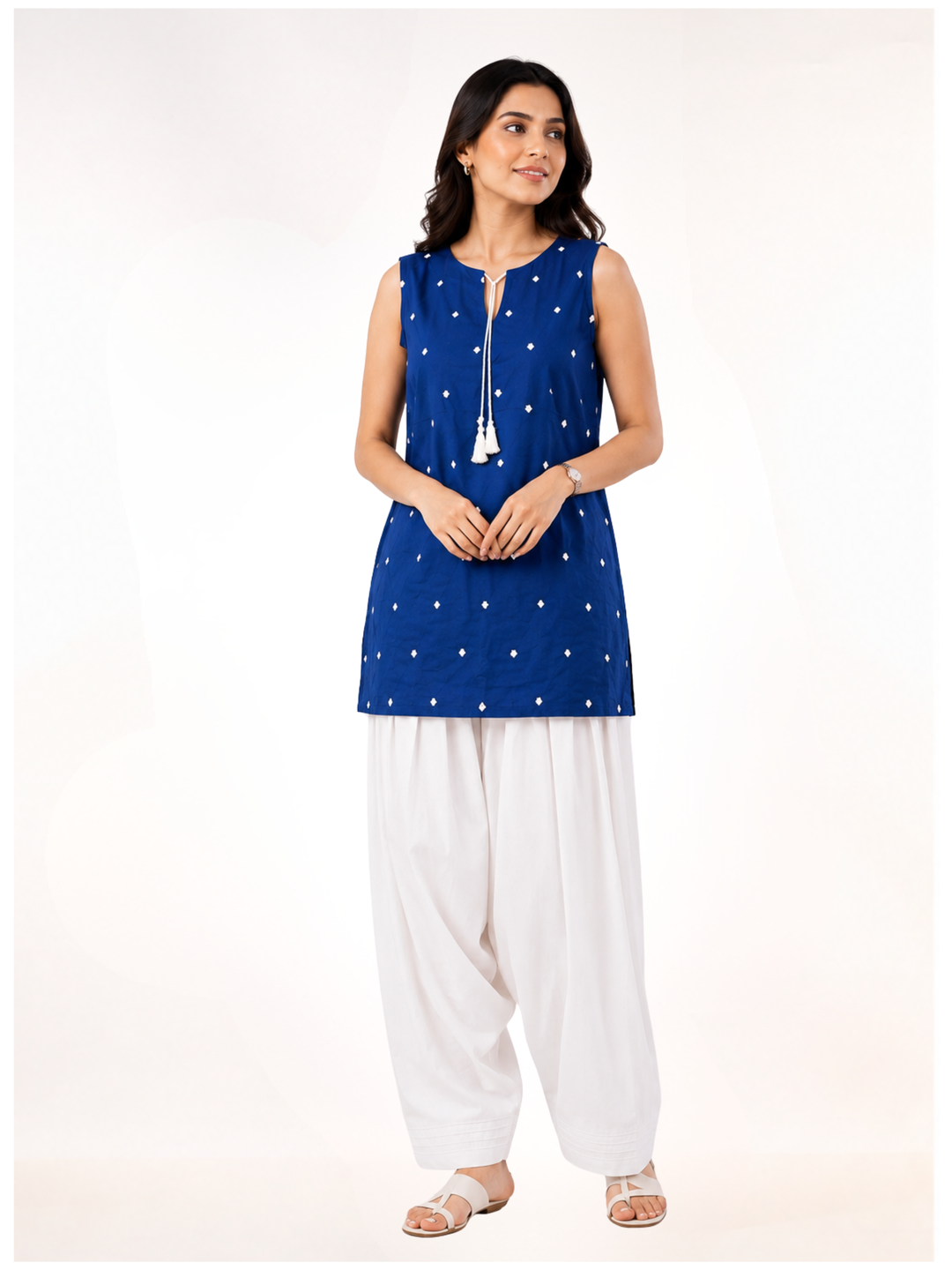 ASMA Regular Fit Cotton Kurta Set (Blue)
