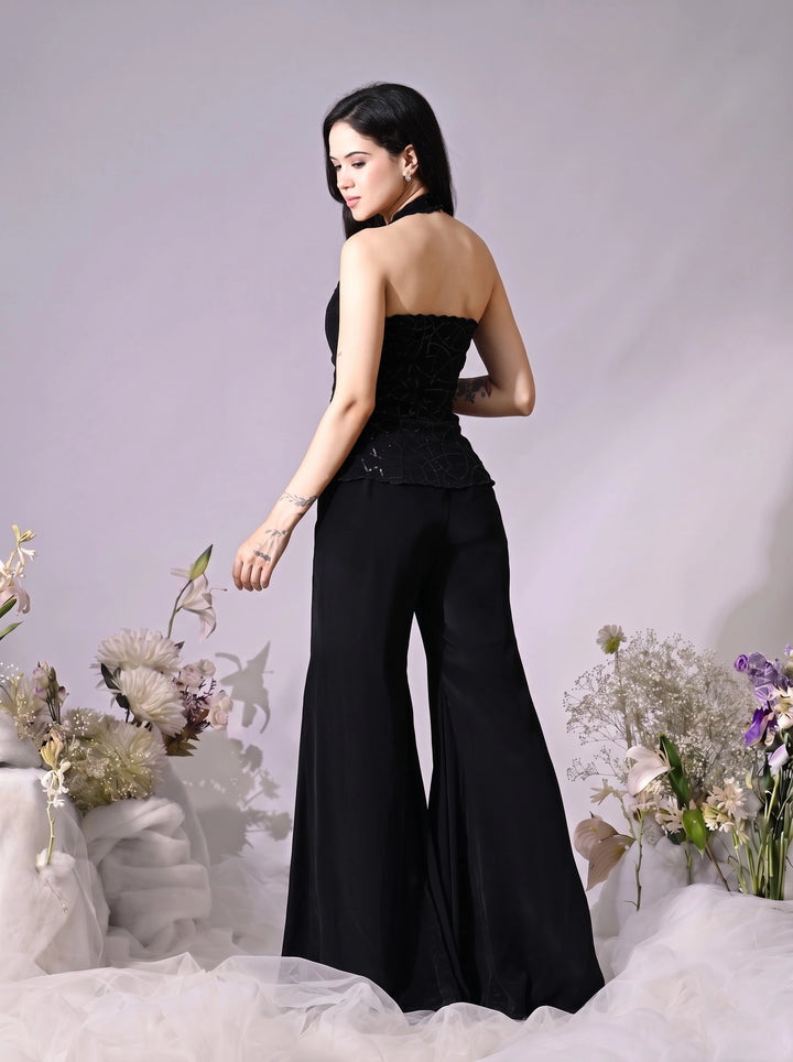 Kaila Black Sequins Indo-Western Sharara Set (Black)