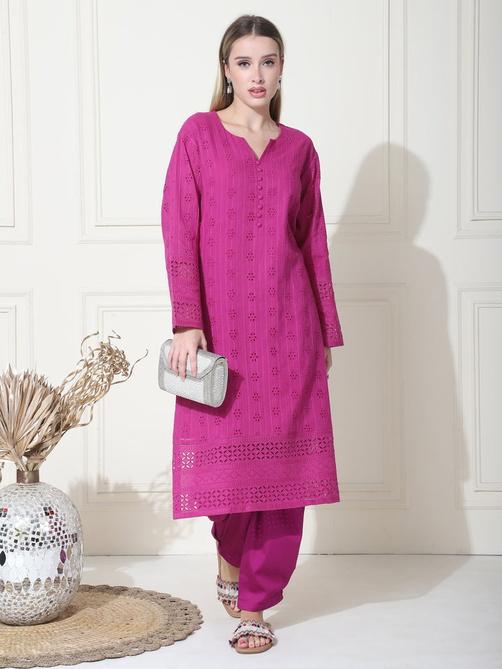 ayat, schiffli pakistani suit (Magenta)