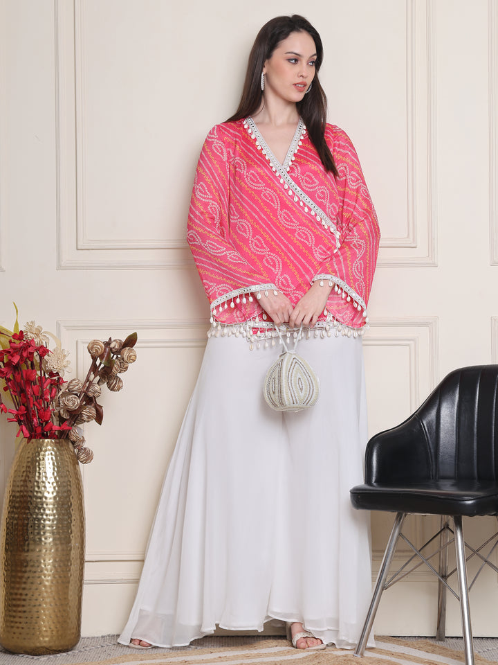 Kiara, Bandhani, Indo-Western angrakha sharara set