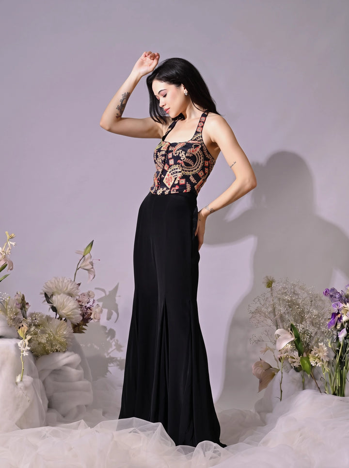 Kesha Indo-Western Crepe Sharara Set (Black)