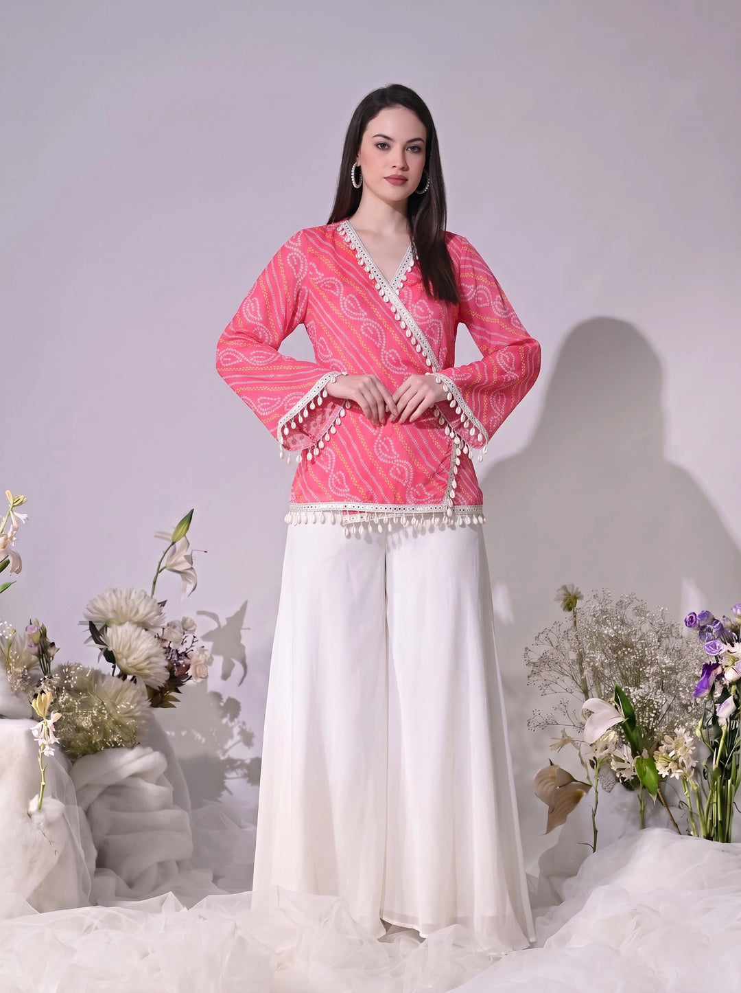 Kiara, Bandhani, Indo-Western sharara set (PINK)