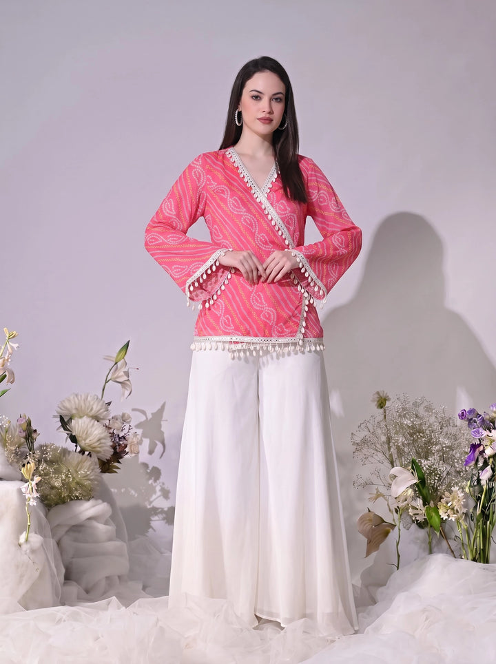 Kiara, Bandhani, Indo-Western sharara set (PINK)