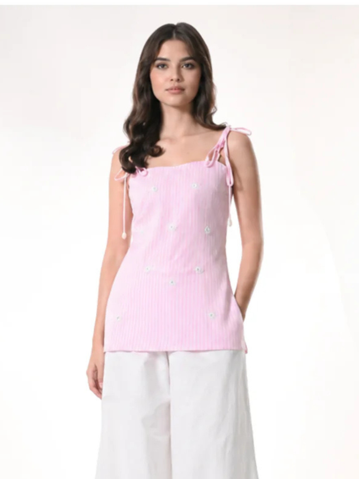 Hazel Regular Fit Cotton Top (Pink)