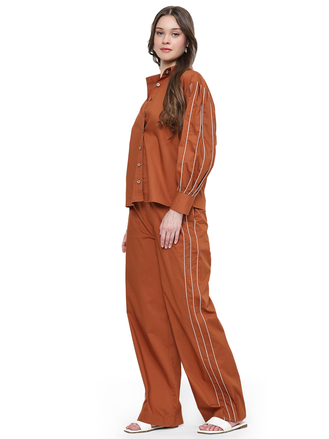 reina, lycra poplin trouser only (rust orange)