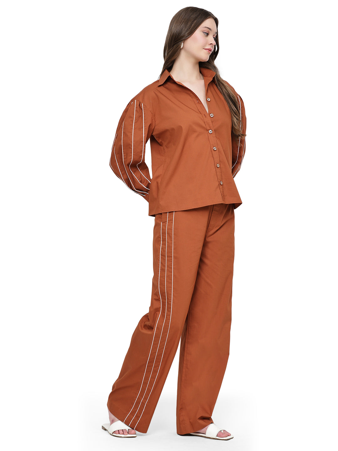 reina, lycra poplin co-ord set (rust orange)