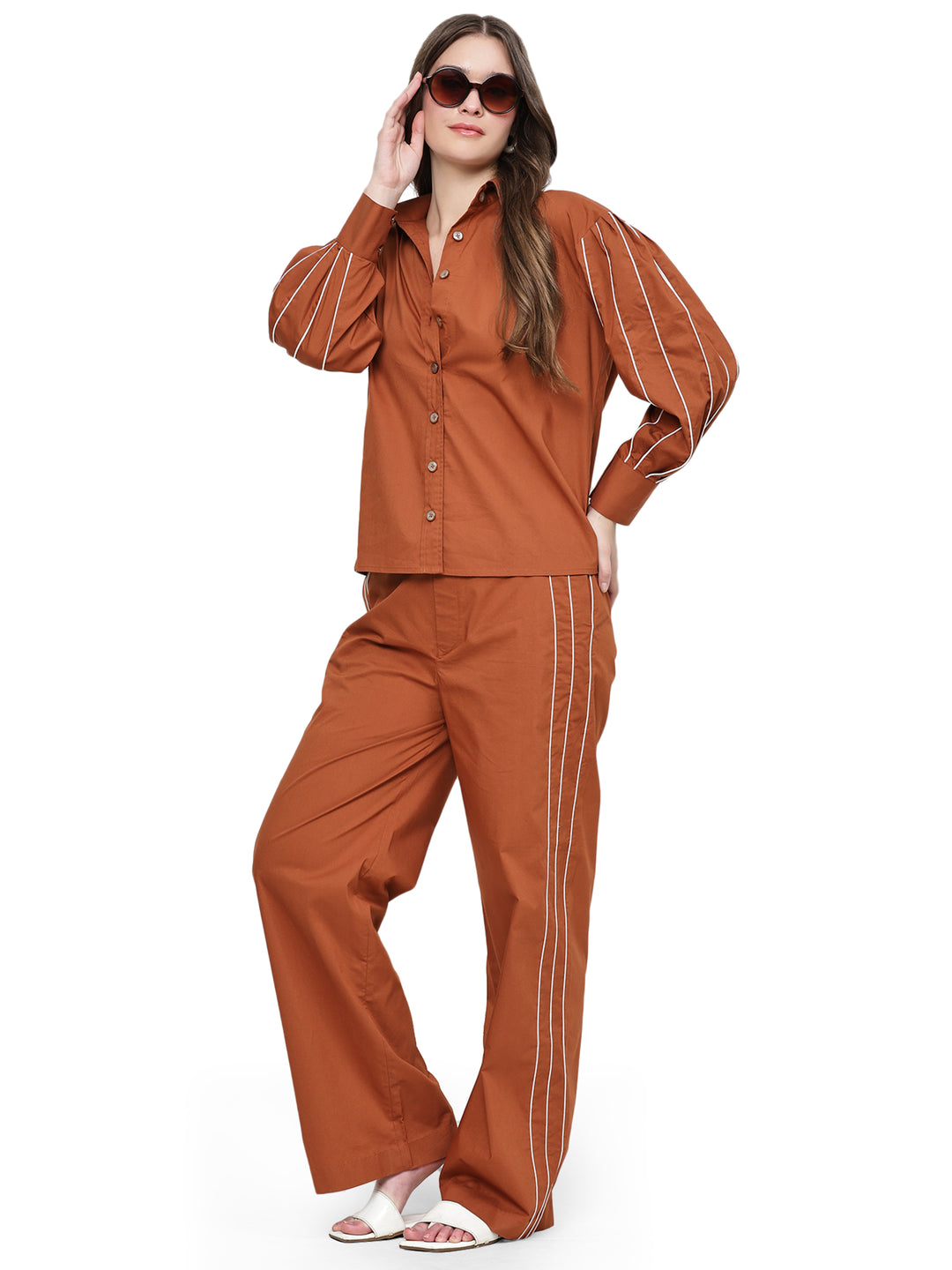 reina, lycra poplin co-ord set (rust orange)