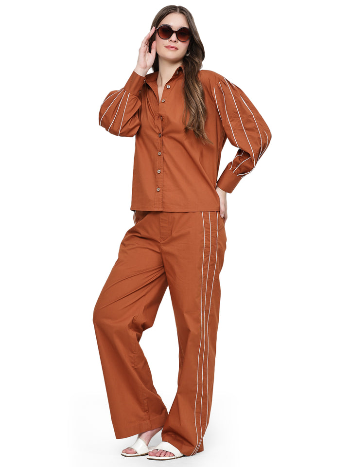 reina, lycra poplin trouser only (rust orange)