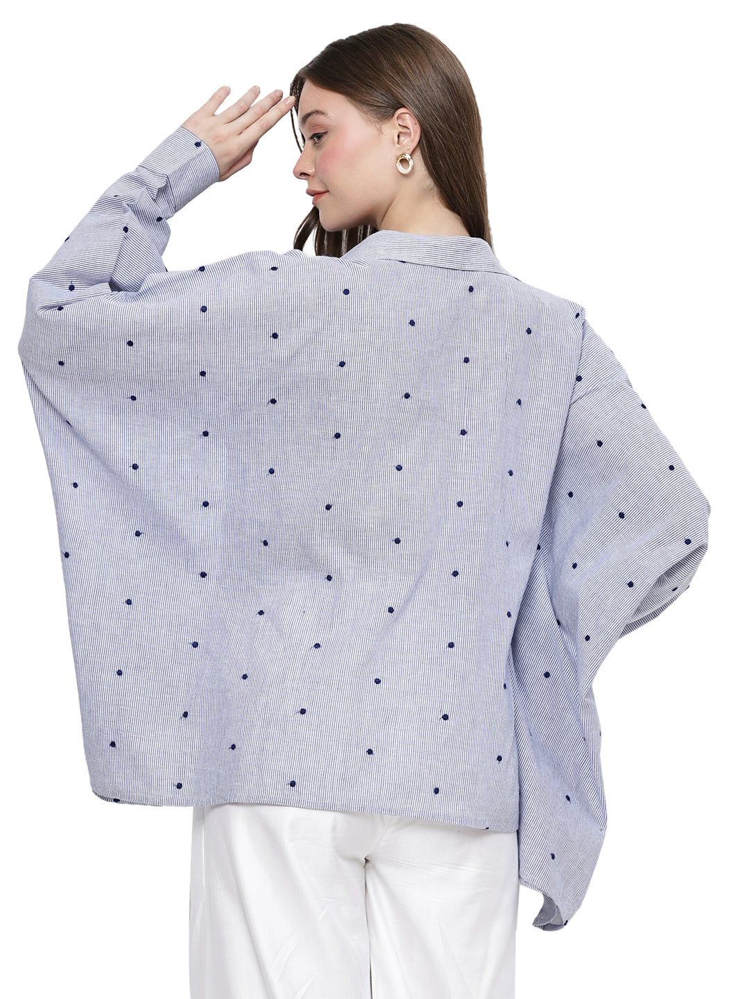 aafiyah, kaftan shirt only (blue/white)