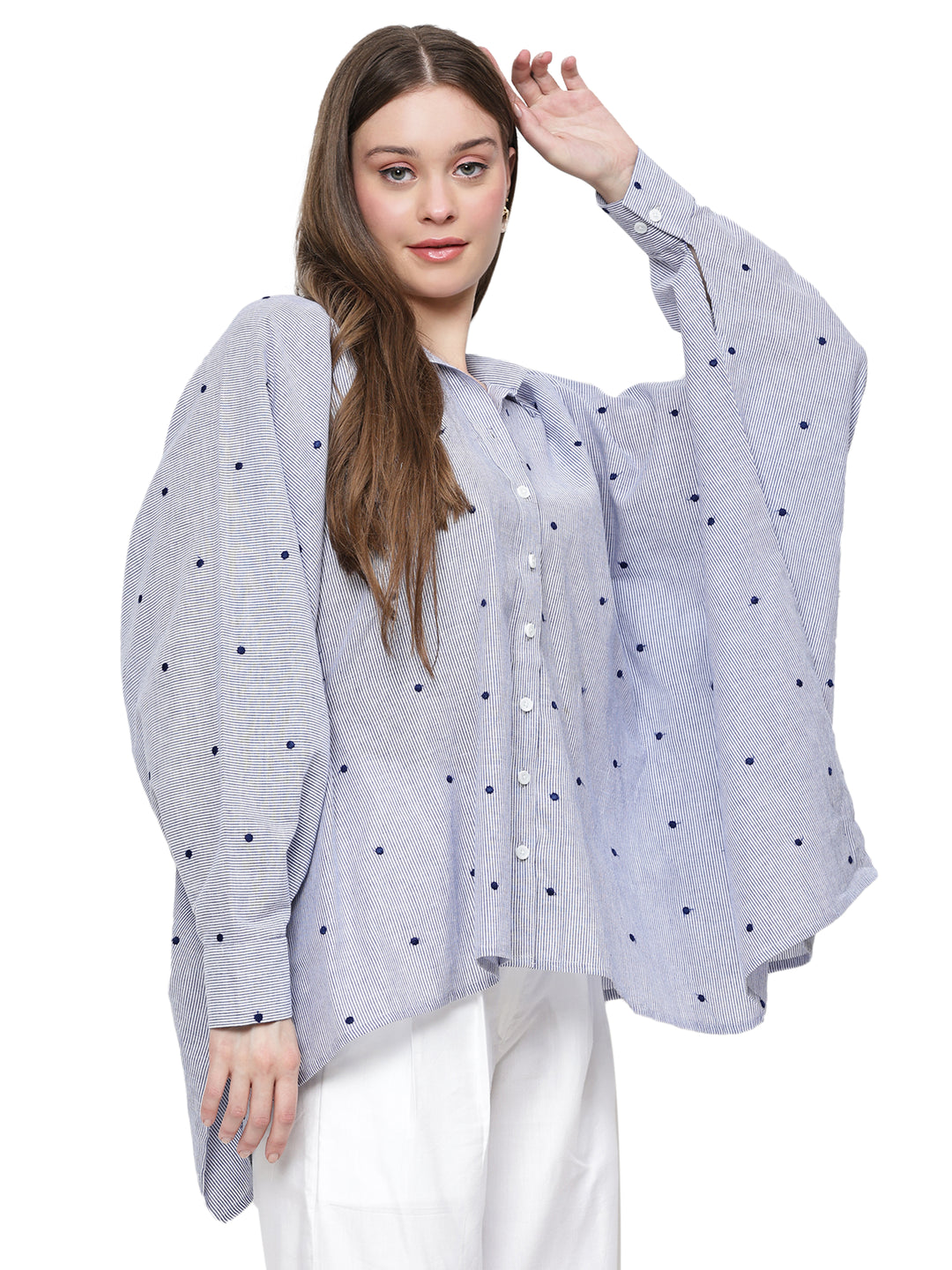 aafiyah, kaftan shirt only (blue/white)