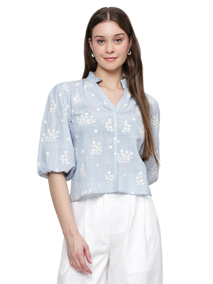 freya, cotton shirt only (Powder-Blue)