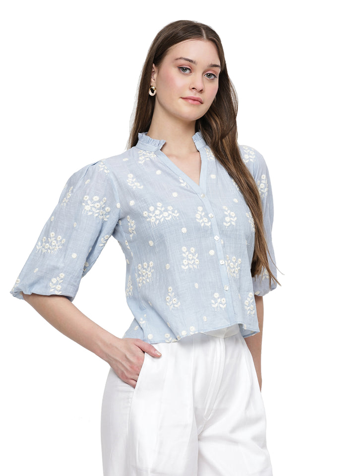 freya, cotton shirt only (Powder-Blue)