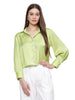 riri, twill satin shirt Only (lime green)