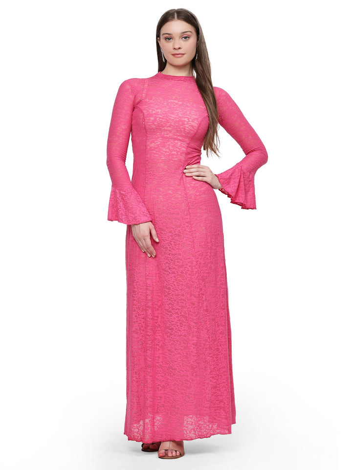 Ruhani, burn out jersey dress (Hot-Pink)