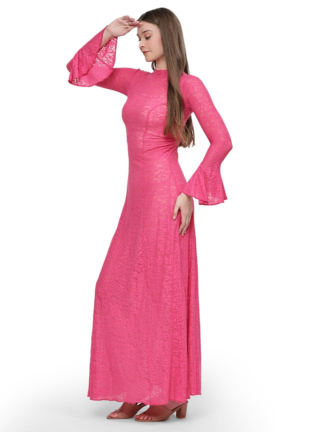 Ruhani, burn out jersey dress (Hot-Pink)