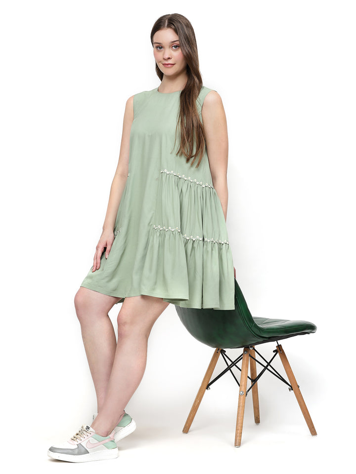 raha, rayon dress (Sage green)