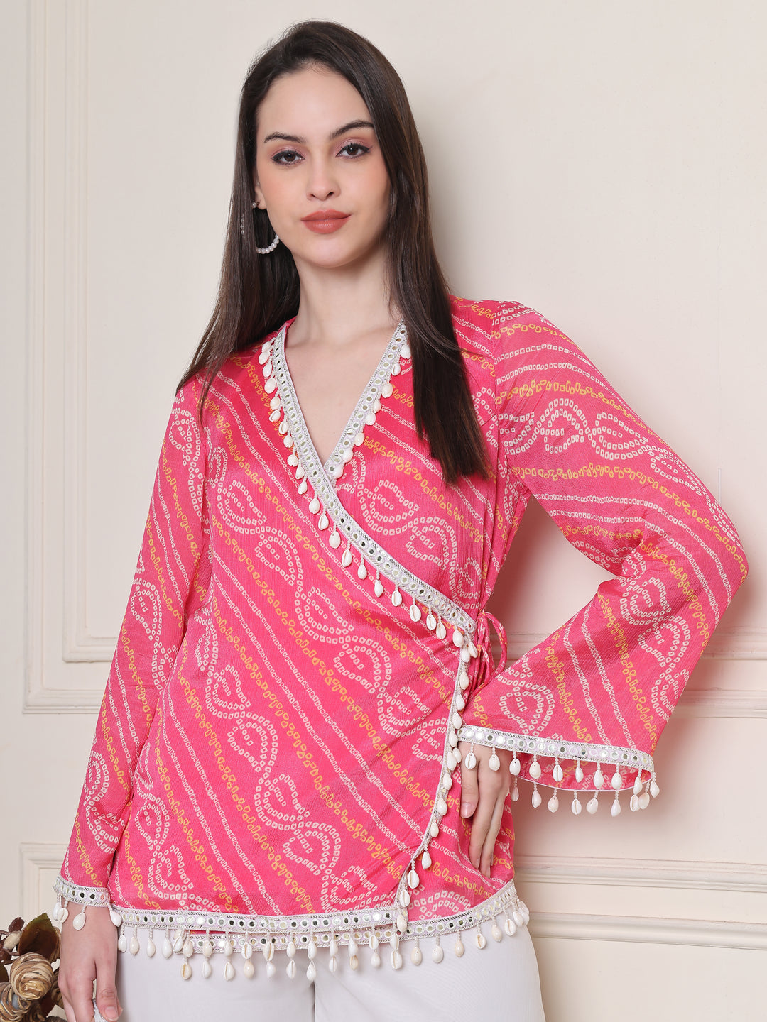 Kiara, Bandhani, Indo-Western angrakha sharara set