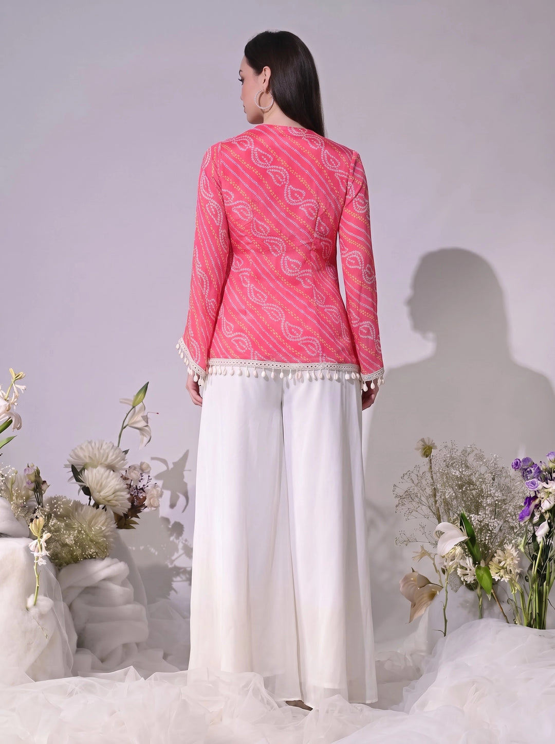 Kiara, Bandhani, Indo-Western sharara set (PINK)