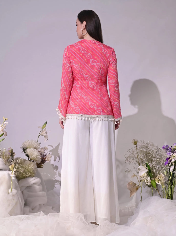 Kiara, Bandhani, Indo-Western sharara set (PINK)