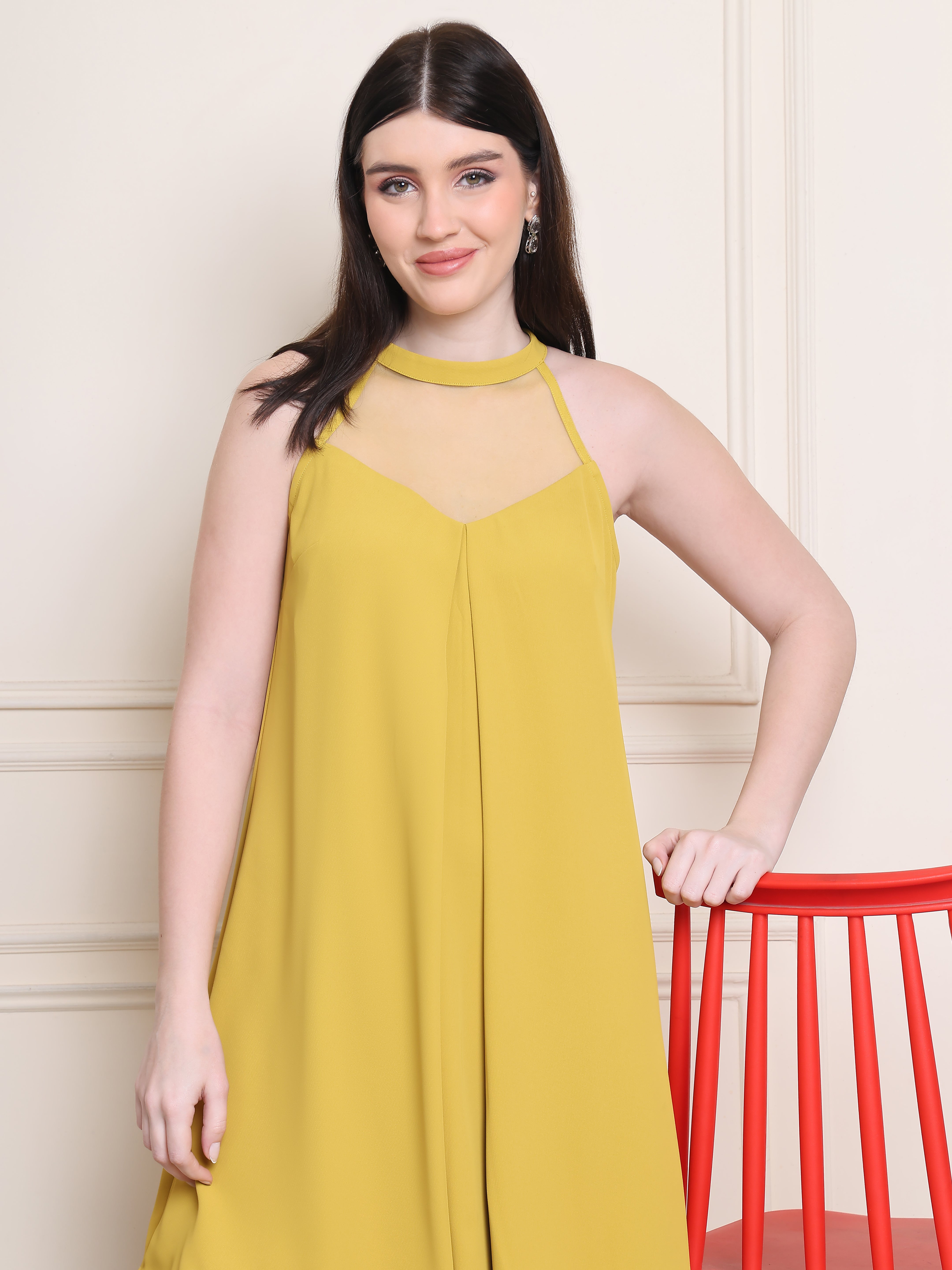 Buy Sarah Loose Fit Western Wear Dress (Mustard) from Kelin