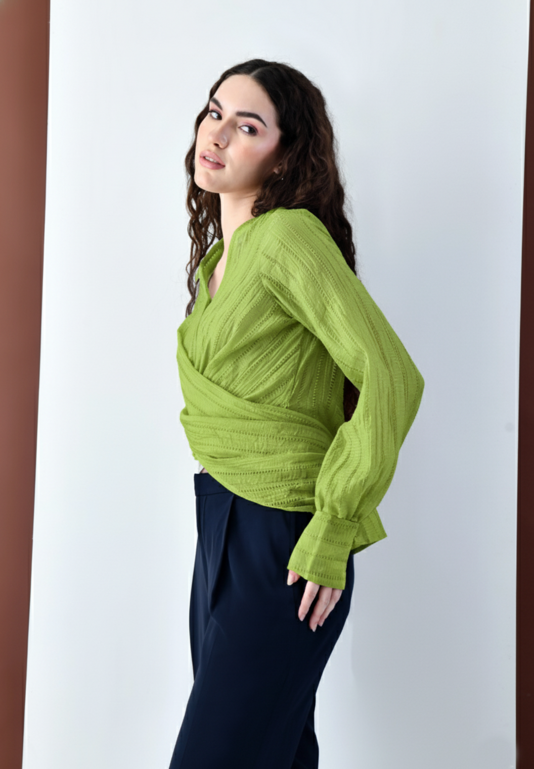 Pixie Wrap Textured Shirt (Lime)