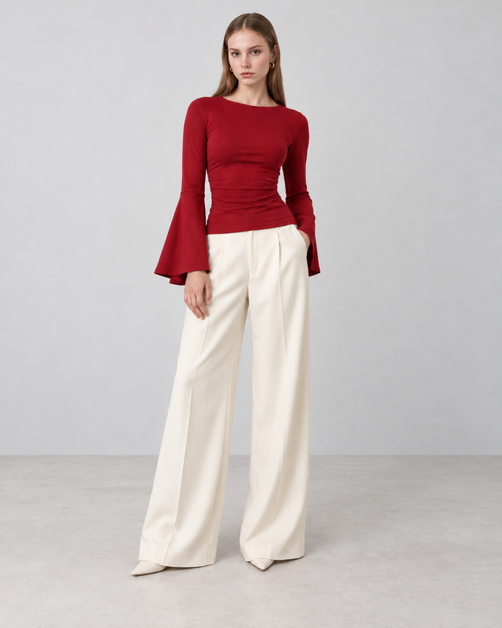 AUTUMN Knit Flare Sleeve Top
