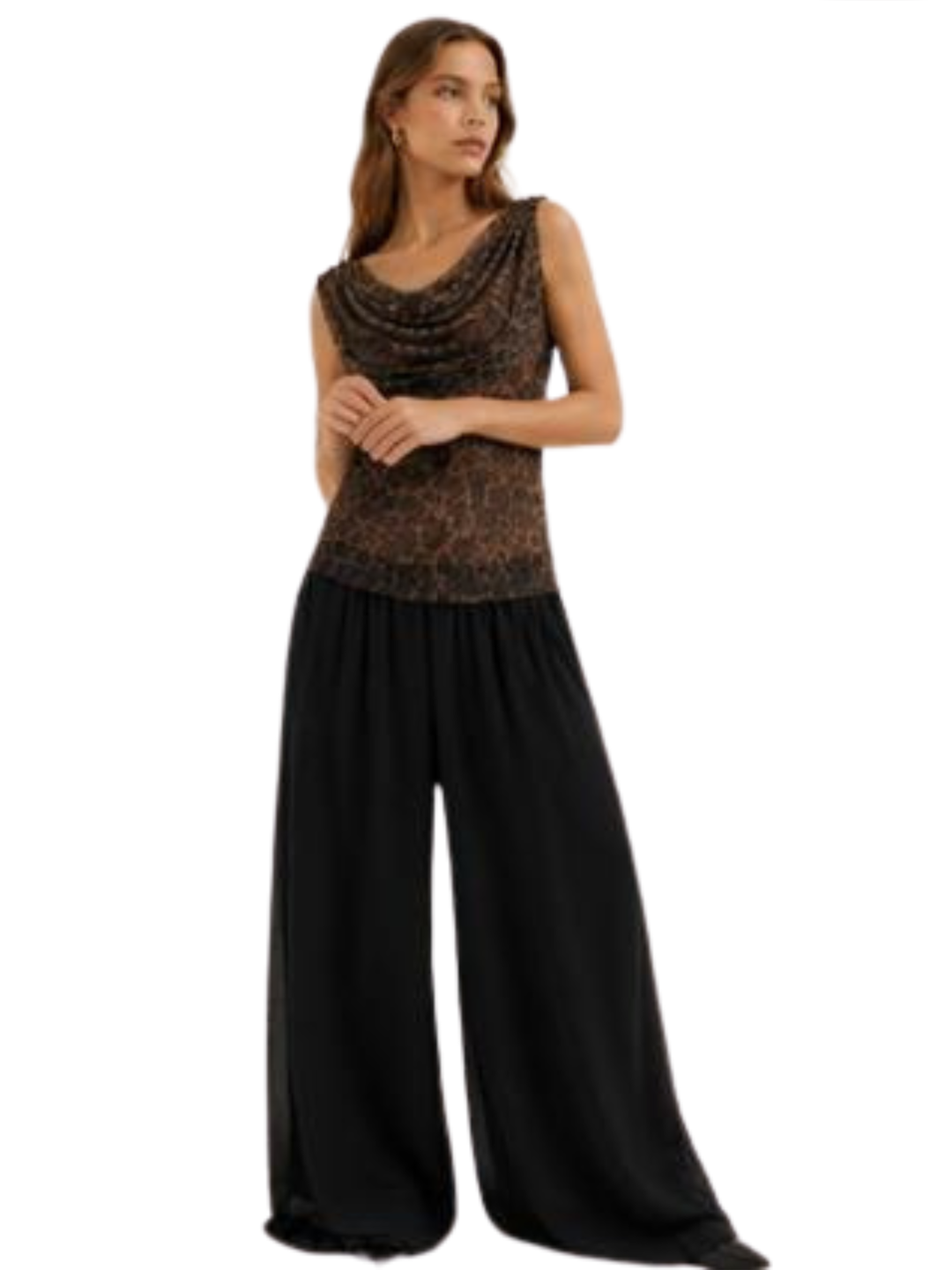 DELILAH Leopard Print Mesh Top