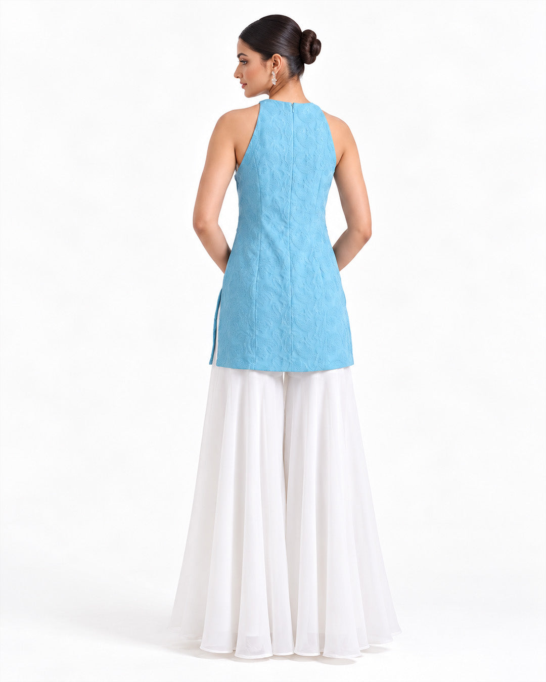 Anahi Chikankari Embroidery Co-ord Set (Blue)