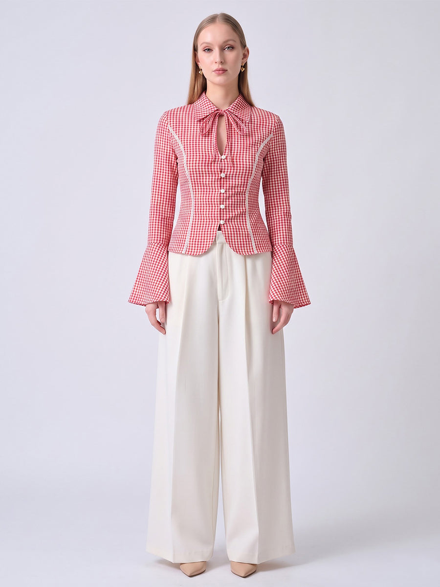 CHARLOTTE Gingham Tailored Top