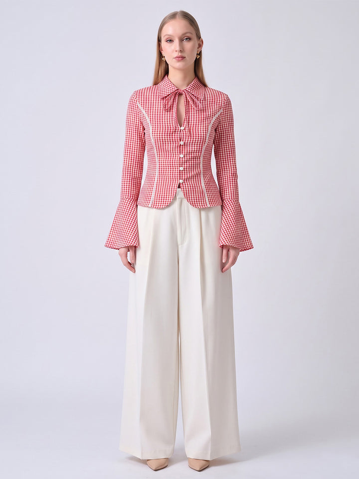 CHARLOTTE Gingham Tailored Top