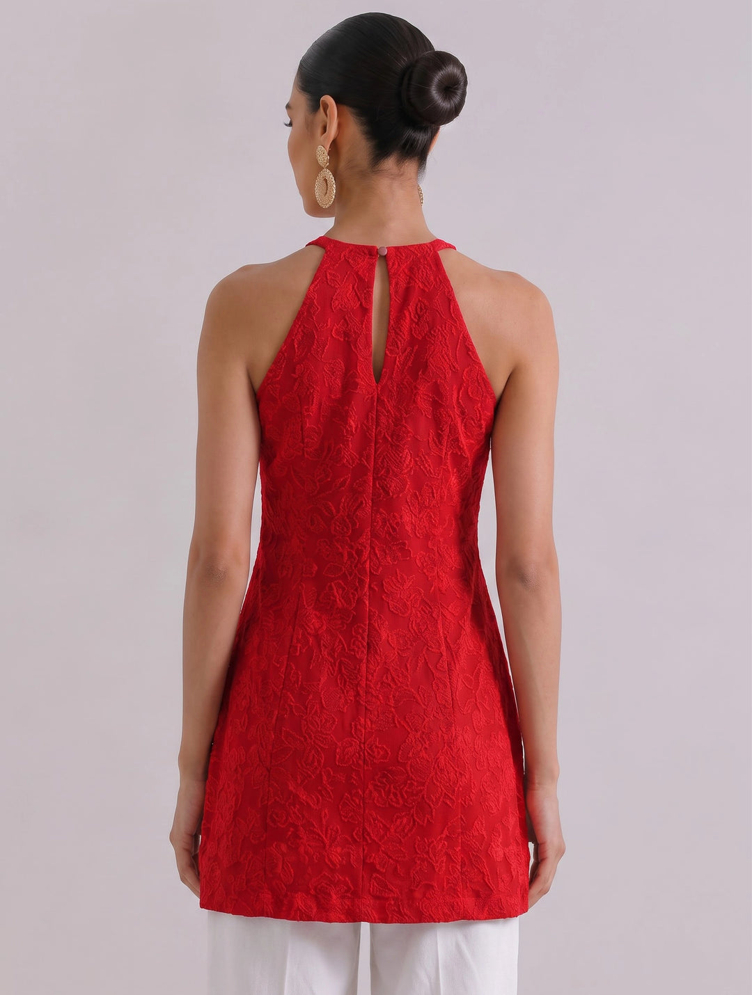 Anahi Red Chikankari Kurti