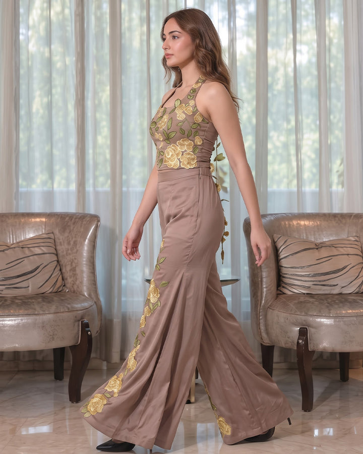 BELVIE, Indo Western Sharara Set (Brown)