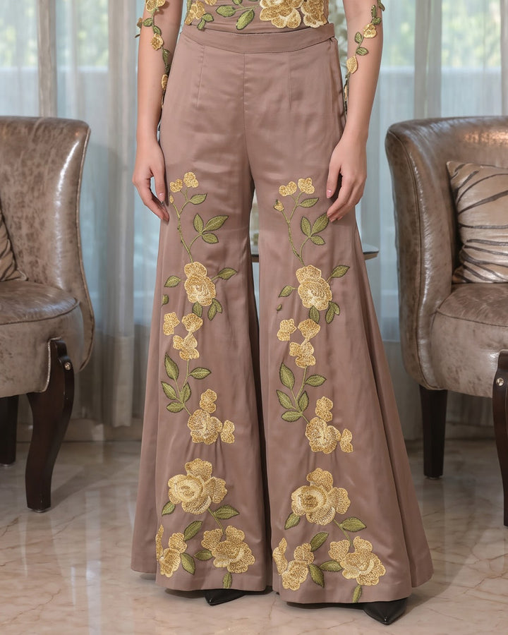 BELVIE, Indo Western Sharara Set (Brown)