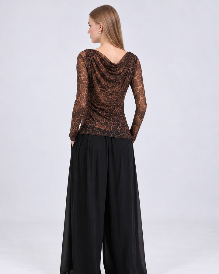 LEA Leopard Print Mesh Top