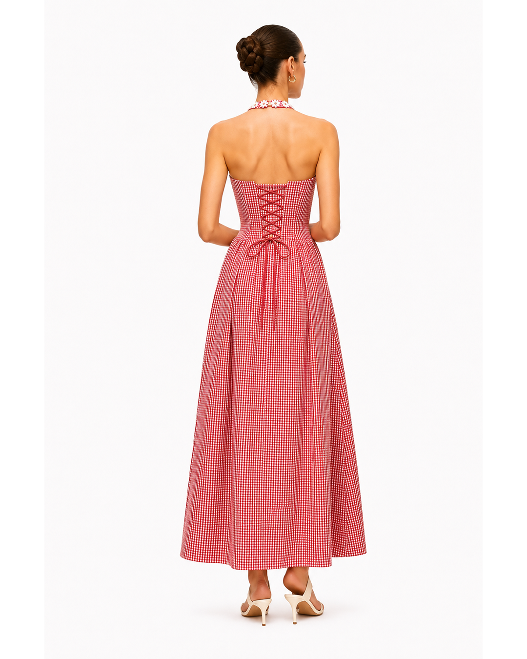 TESSA Red Gingham Midi Dress