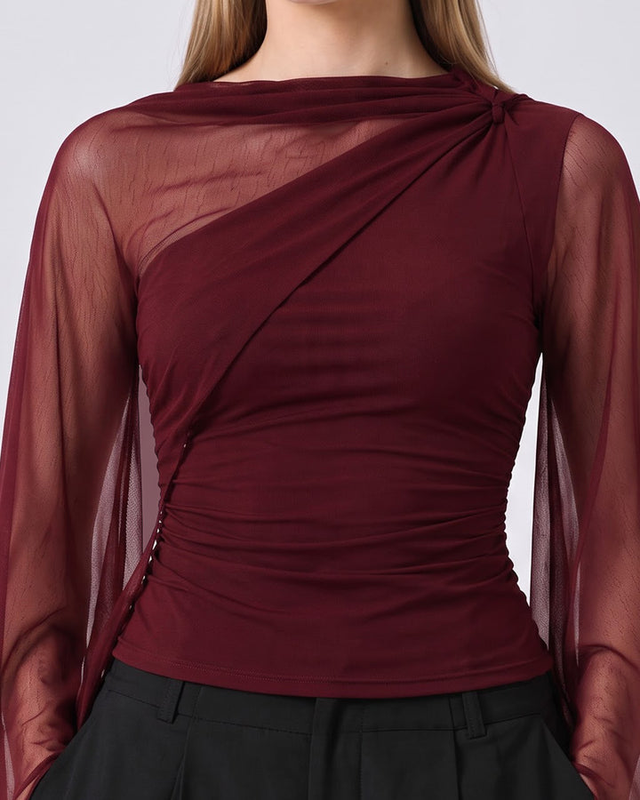 MAEVE Ruched Asymmetric Wine Top