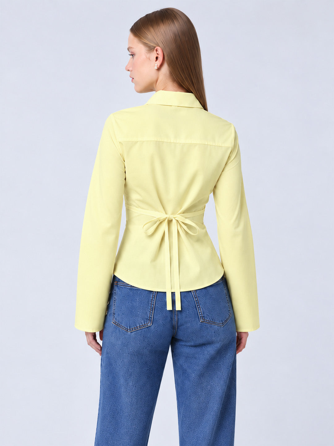 ZAYN Fitted Tie-Back Shirt Butter Yellow