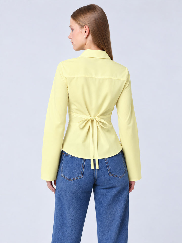ZAYN Fitted Tie-Back Shirt Butter Yellow