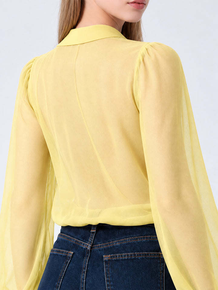 AIRE Ruffle Georgette Shirt Yellow