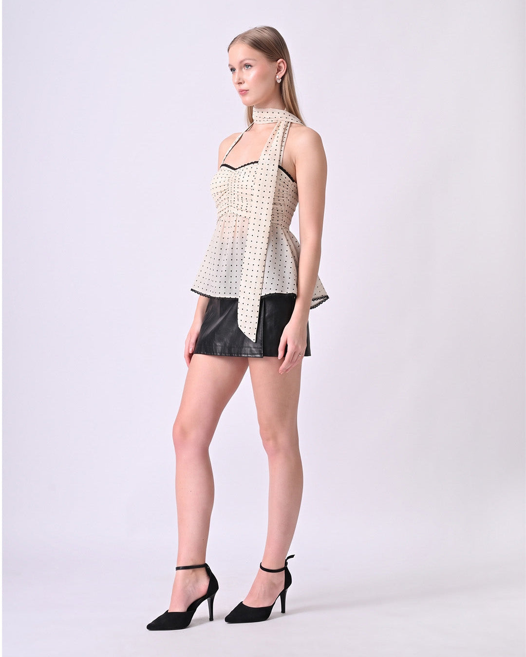 RUELLA IVORY POLKA DOT CAMI TOP