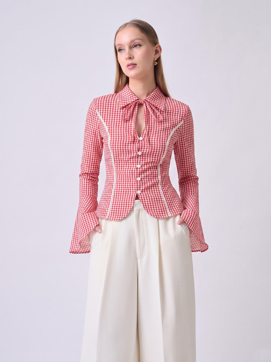 CHARLOTTE Gingham Tailored Top