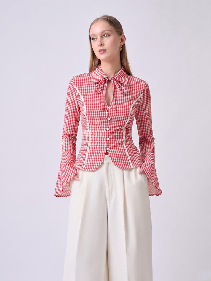 CHARLOTTE Gingham Tailored Top