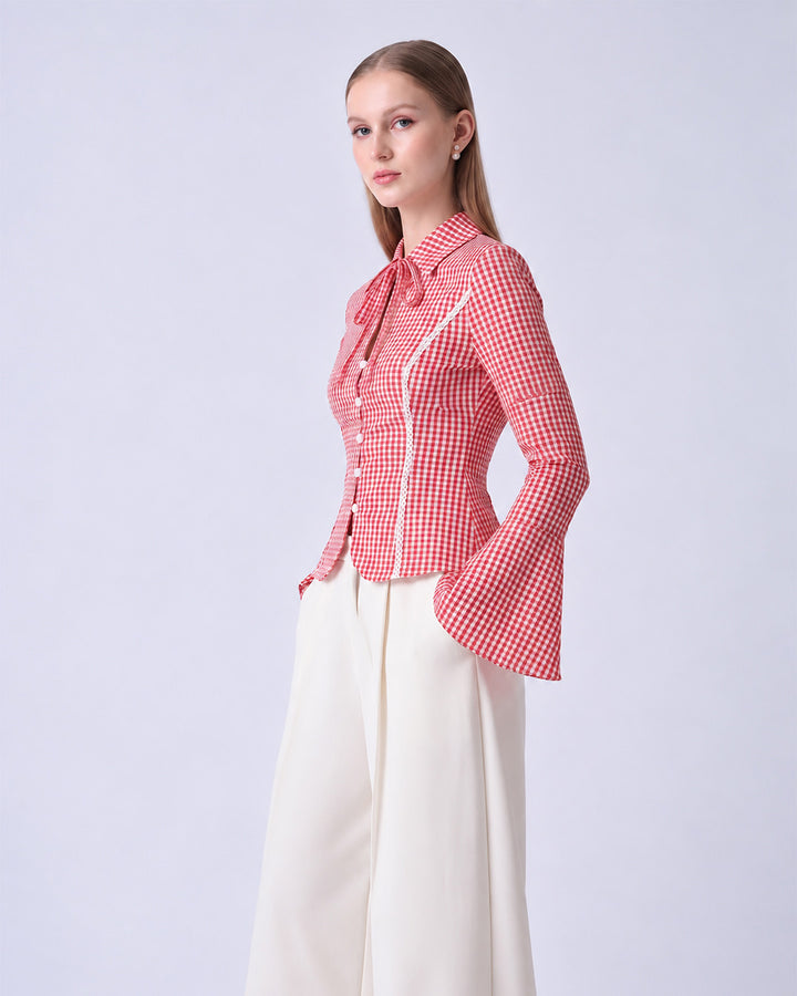 CHARLOTTE Gingham Tailored Top