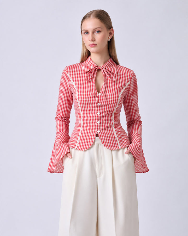 CHARLOTTE Gingham Tailored Top