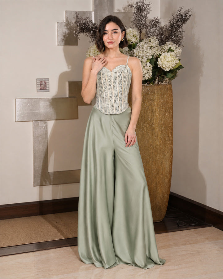 Kalki, Slim Fit Indo western Sharara set (Pista Green)