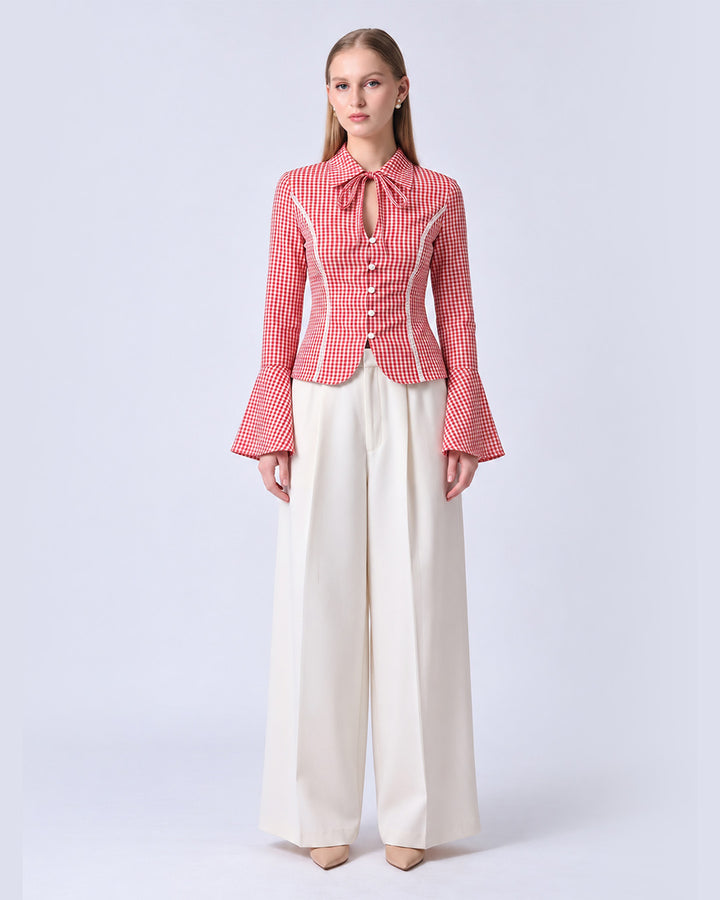 CHARLOTTE Gingham Tailored Top